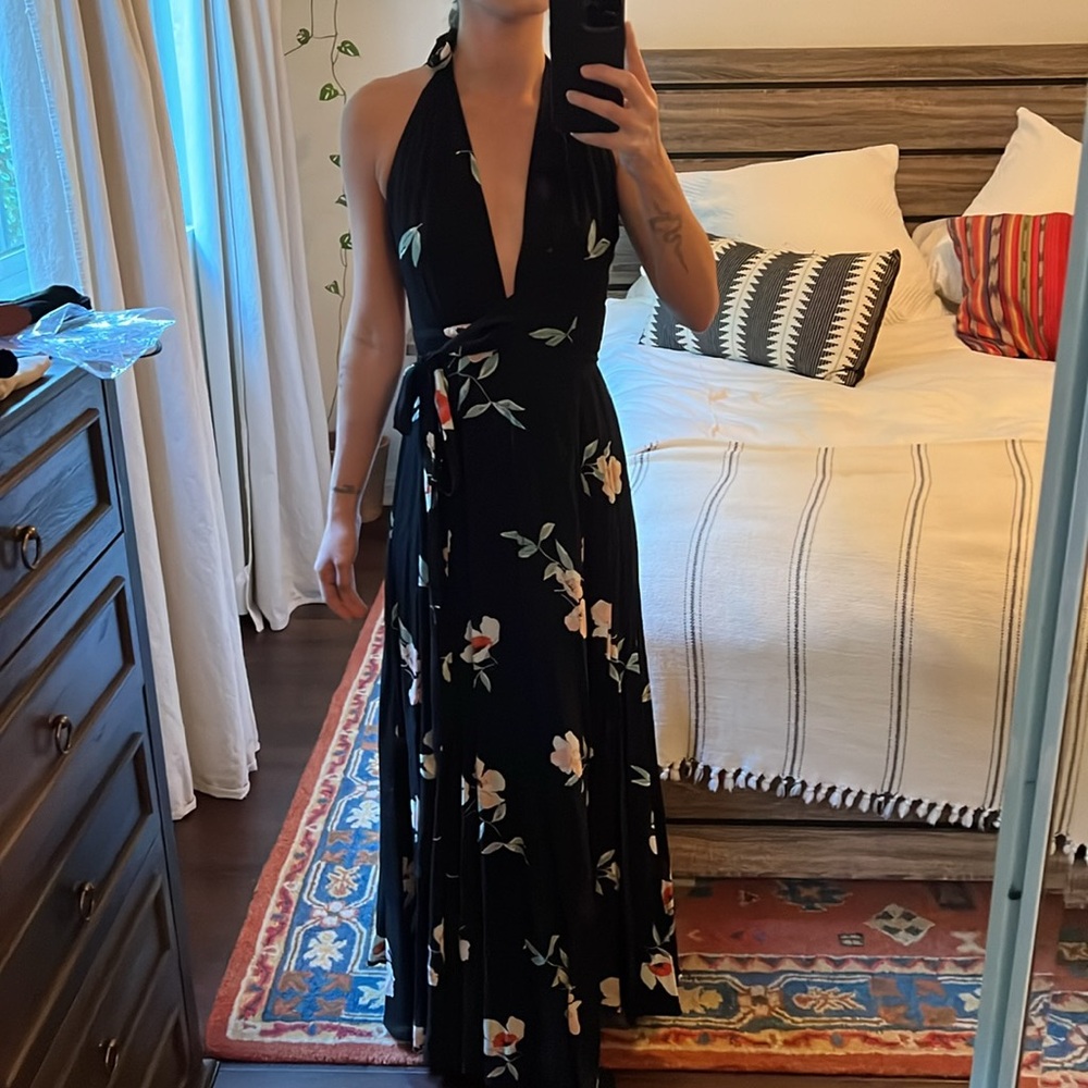 Reformation floral halter maxi dress